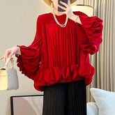 Elegant Pleated Ruffle Blouse